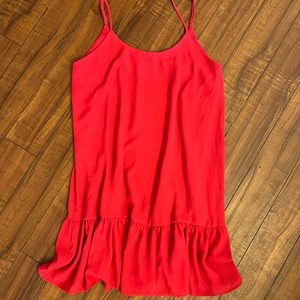Red slip dress